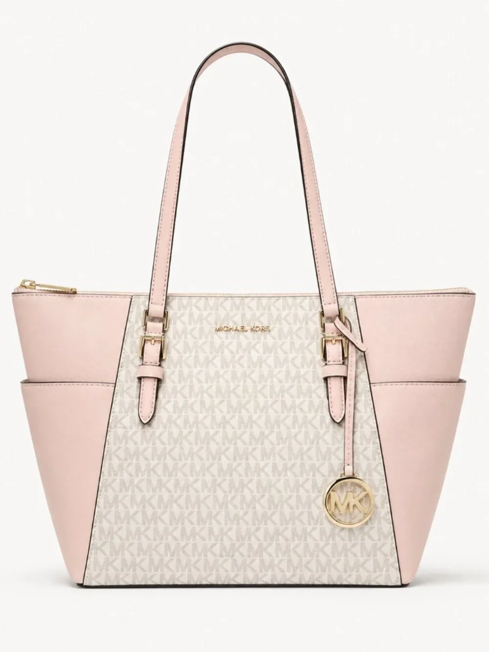 Michael Kors Signature MK Tote Strawberry Milk Blush Pink Gold Hardware